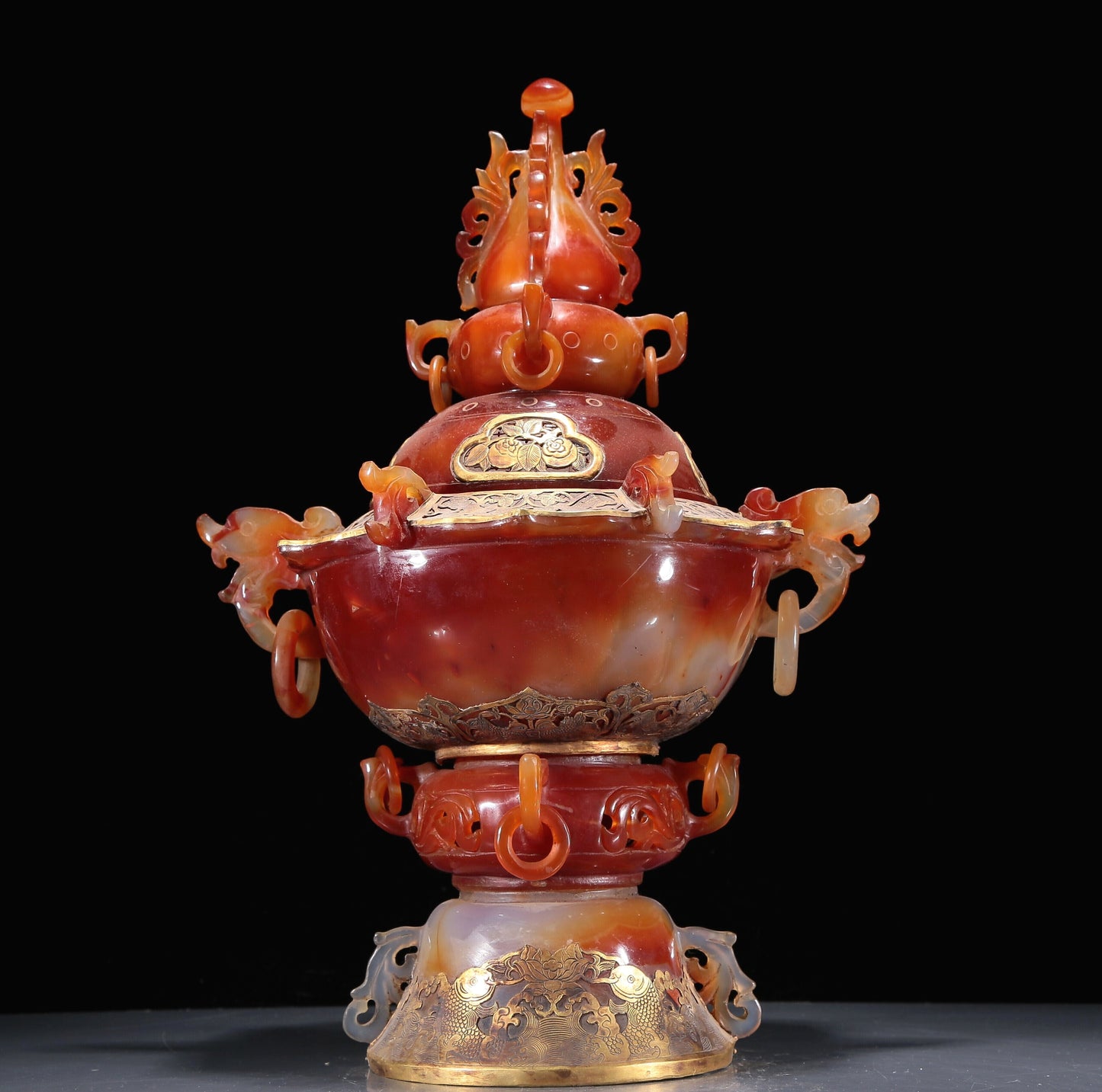 A Magnificent Agate Gold-Mounted 'Bird& Flower' Censer