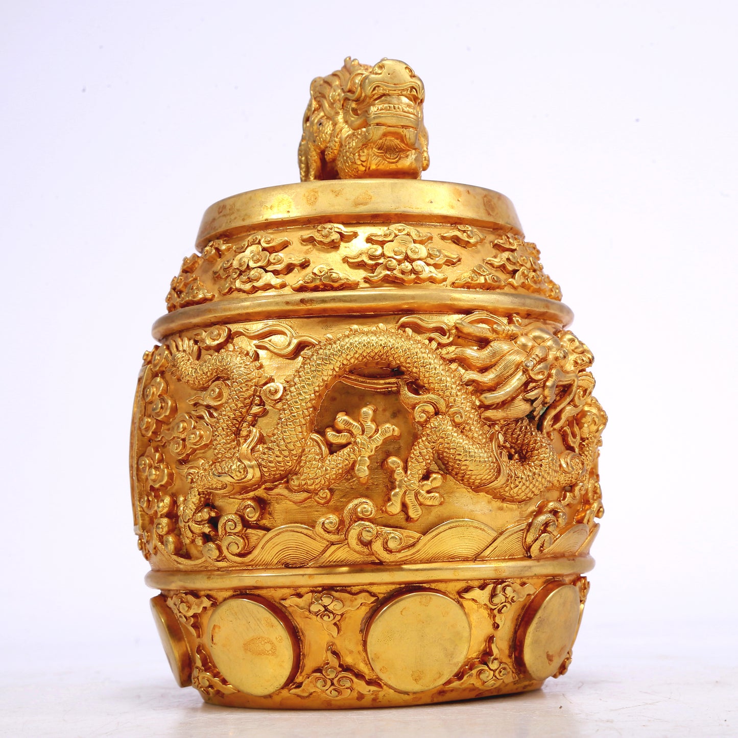 Marvelous Gilt-Bronze 'Dragon& Auspicious Cloud' Ritual Bell