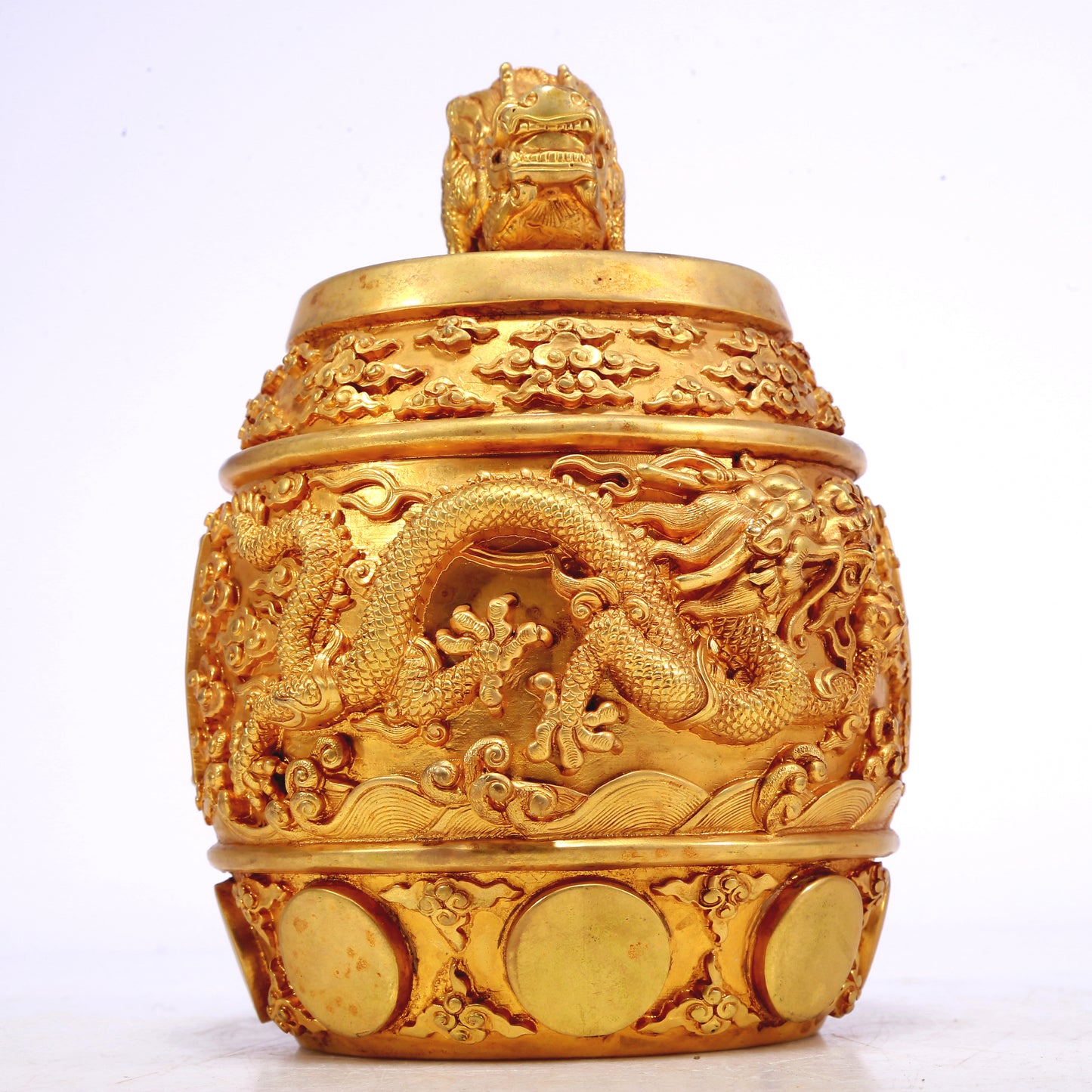 Marvelous Gilt-Bronze 'Dragon& Auspicious Cloud' Ritual Bell