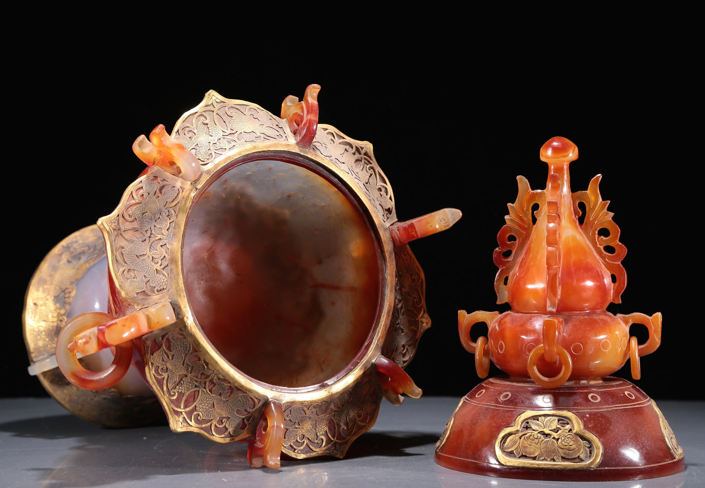 A Magnificent Agate Gold-Mounted 'Bird& Flower' Censer