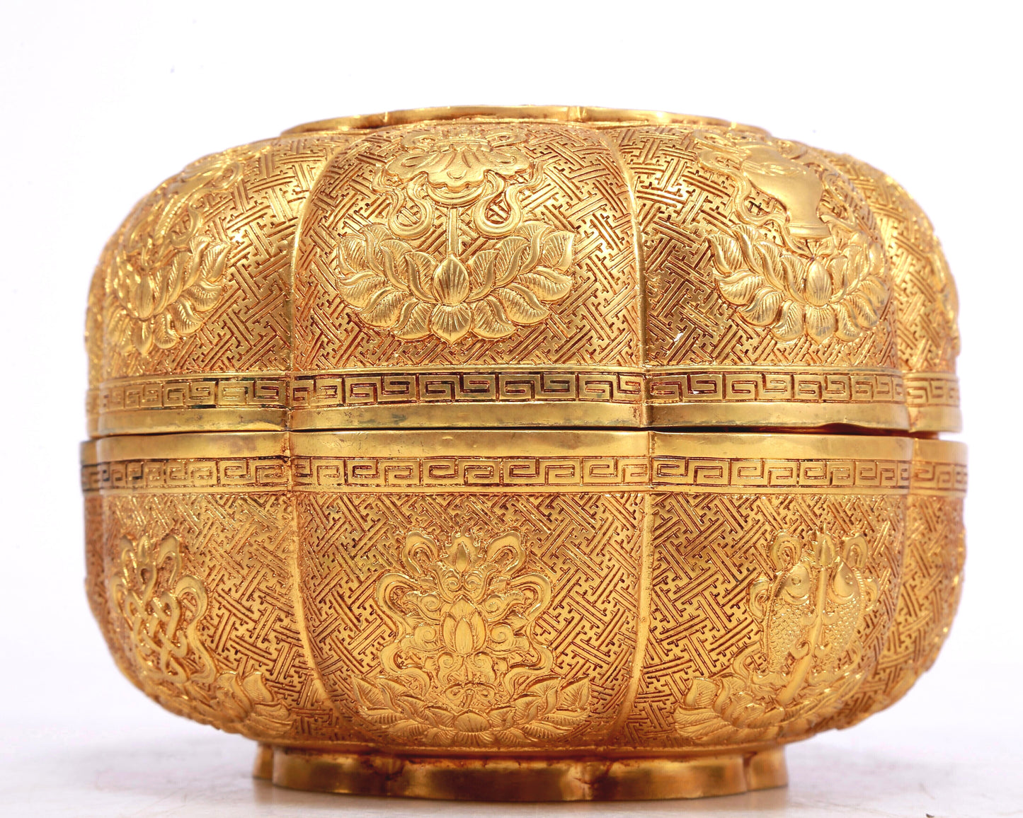 A Marvelous Gilt-Bronze 'Weapons Of The Eight Immortals' Box