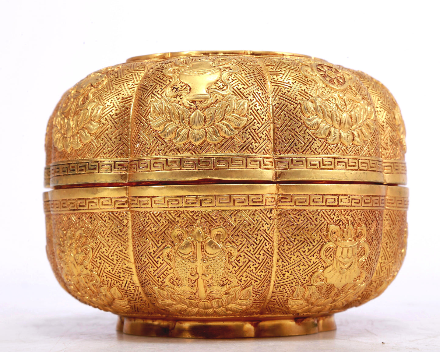 A Marvelous Gilt-Bronze 'Weapons Of The Eight Immortals' Box