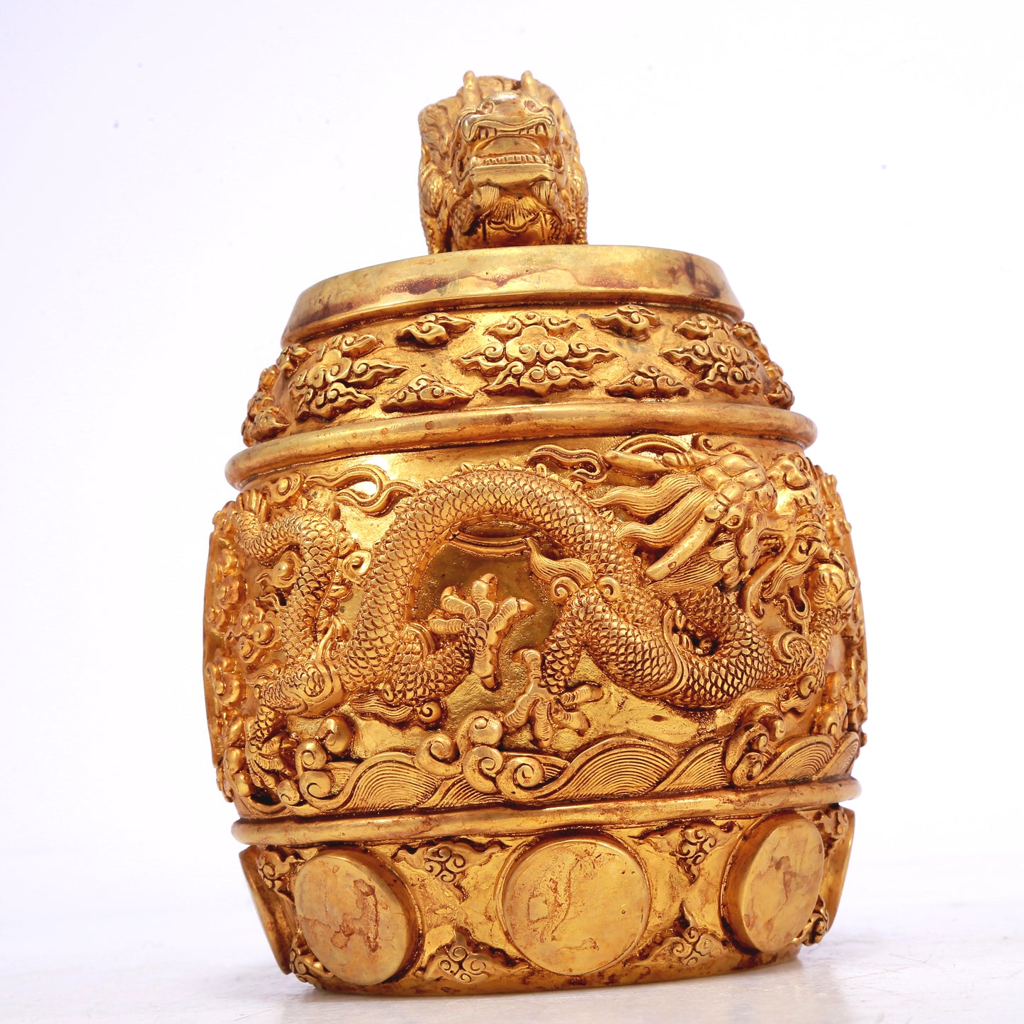 A Wonderful Gilt-Bronze 'Dragon& Auspicious Cloud' Ritual Bell