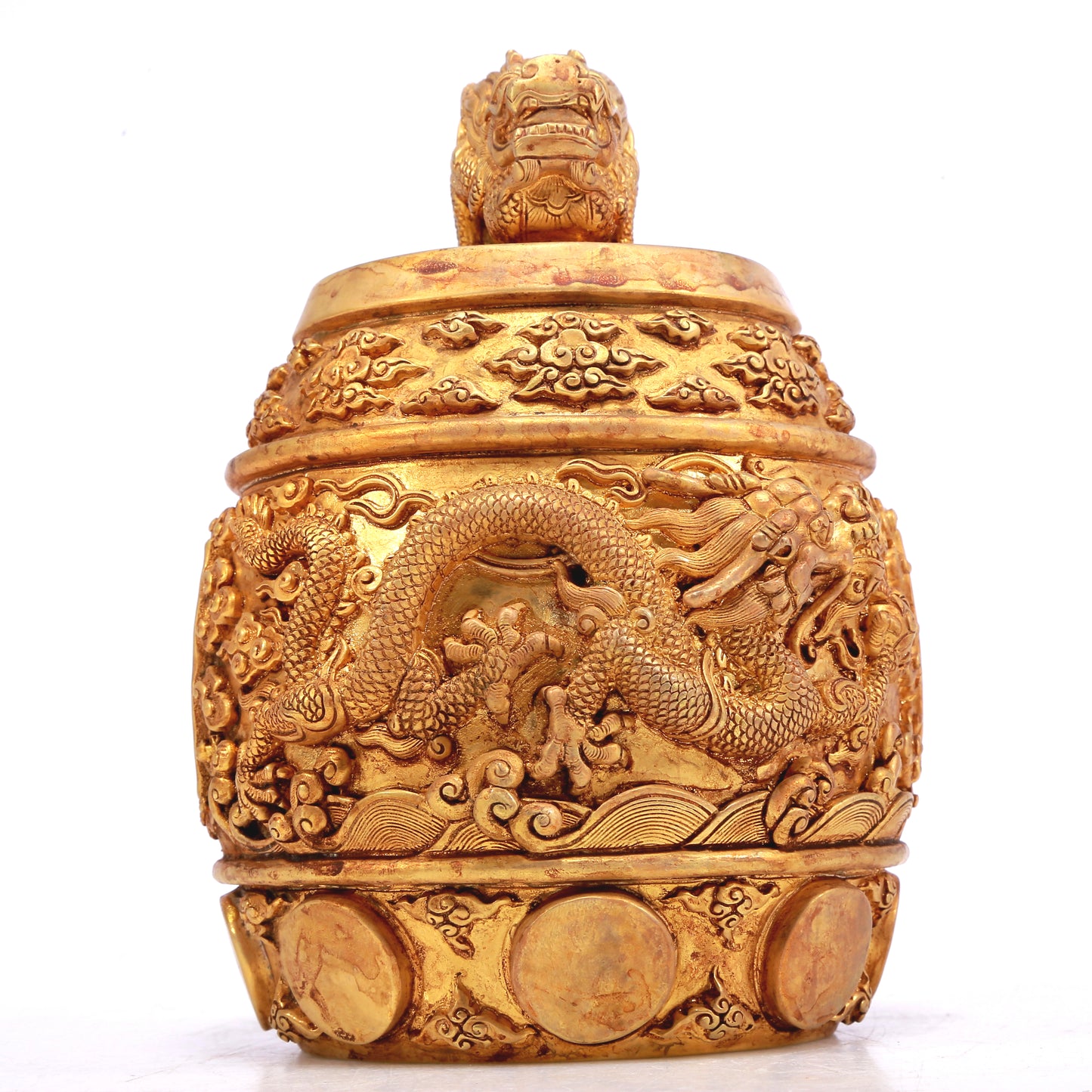 A Wonderful Gilt-Bronze 'Dragon& Auspicious Cloud' Ritual Bell