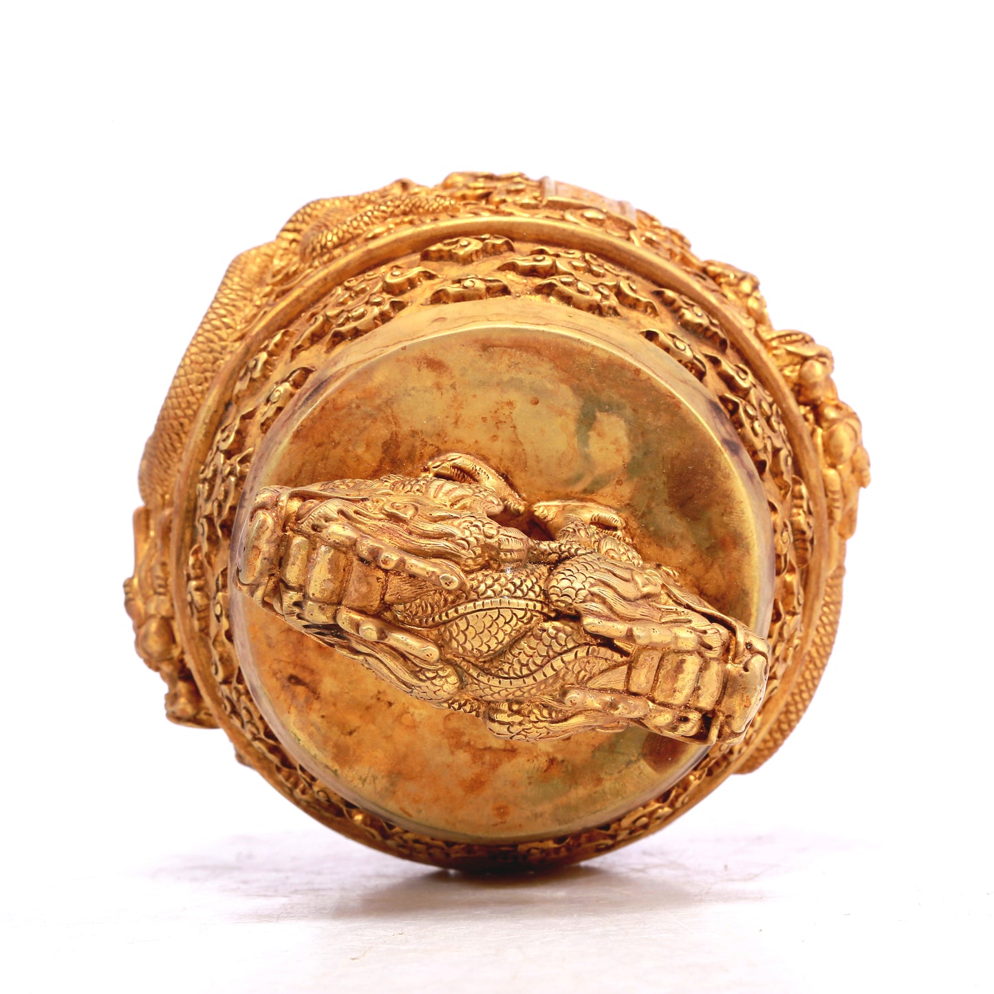 A Wonderful Gilt-Bronze 'Dragon& Auspicious Cloud' Ritual Bell