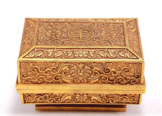 Wonderful Gilt-Bronze 'Scrolling Lotus' Box