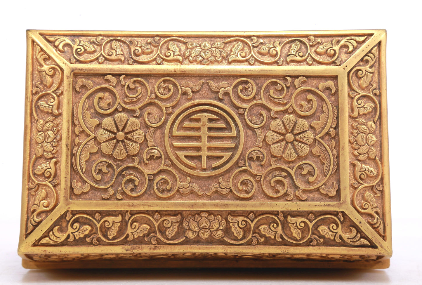 Wonderful Gilt-Bronze 'Scrolling Lotus' Box