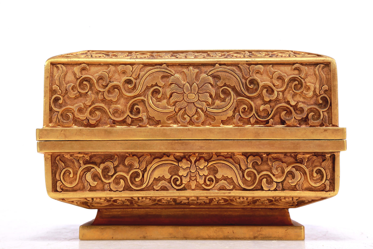 Wonderful Gilt-Bronze 'Scrolling Lotus' Box