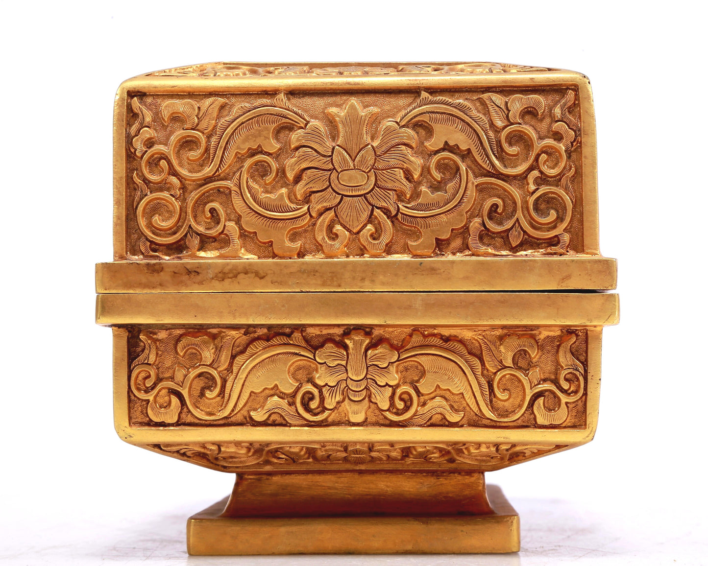 Wonderful Gilt-Bronze 'Scrolling Lotus' Box