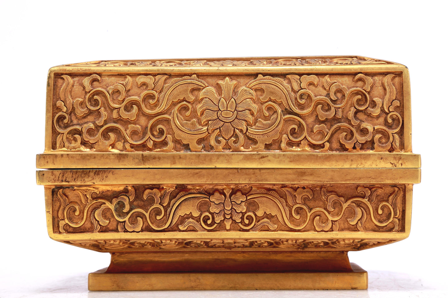 Wonderful Gilt-Bronze 'Scrolling Lotus' Box