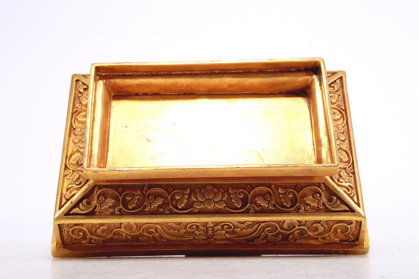 Wonderful Gilt-Bronze 'Scrolling Lotus' Box