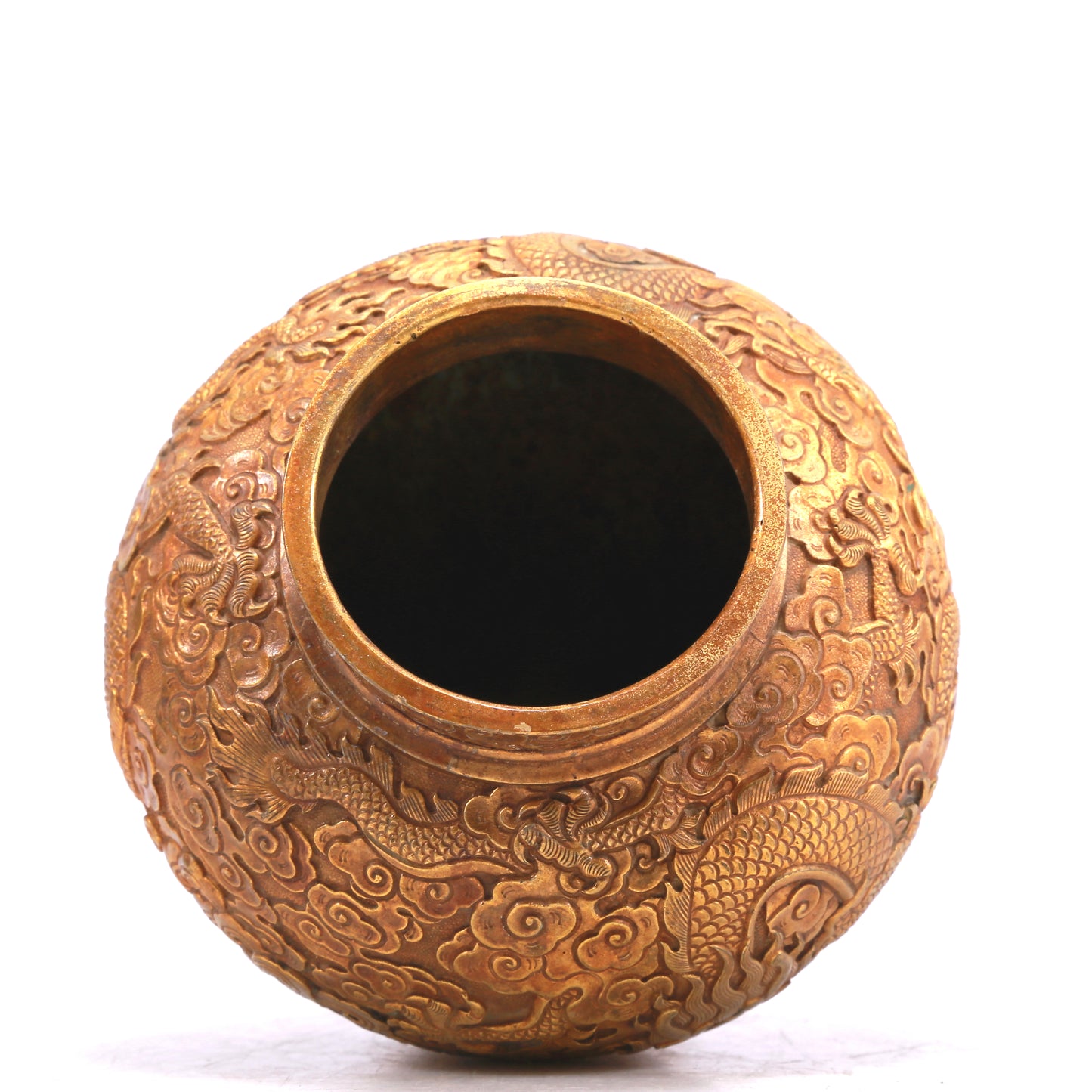 A Wonderful Pair Of Gilt-Bronze 'Dragon& Auspicious Cloud' Jars