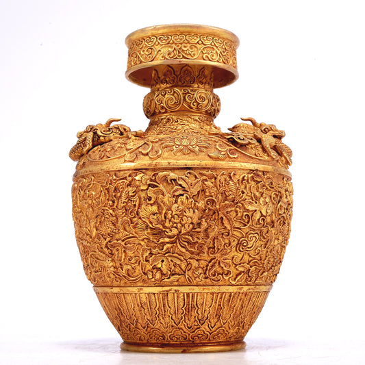 A Wonderful Gilt-Bronze 'Scrolling Lotus' Vase