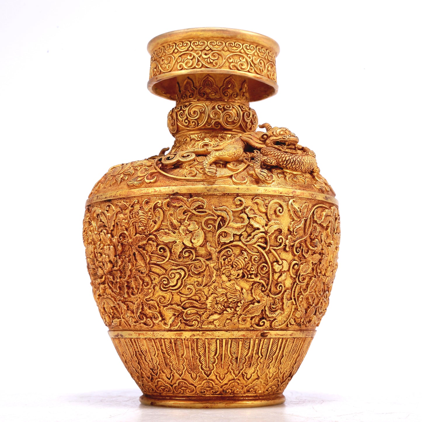 A Wonderful Gilt-Bronze 'Scrolling Lotus' Vase