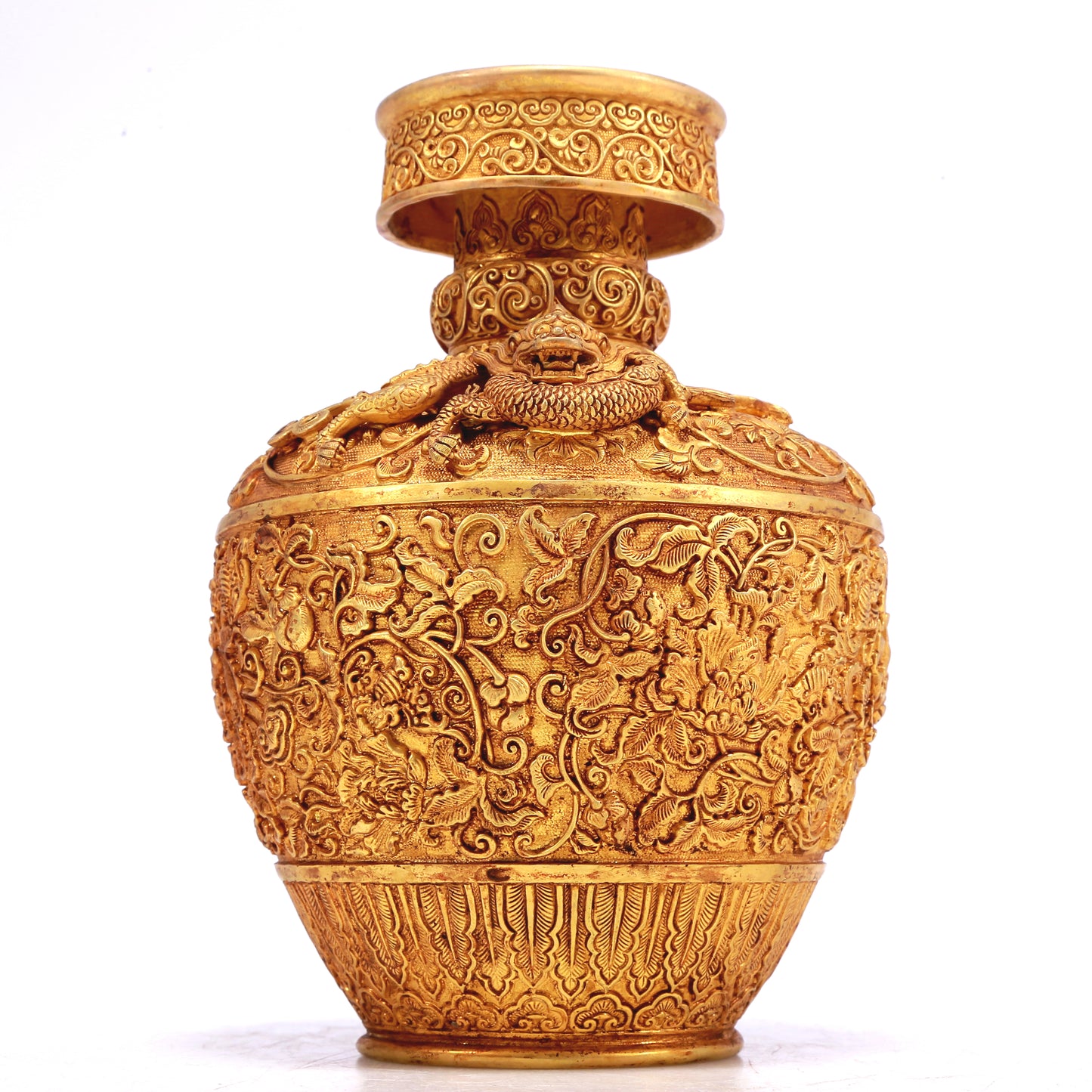 A Wonderful Gilt-Bronze 'Scrolling Lotus' Vase