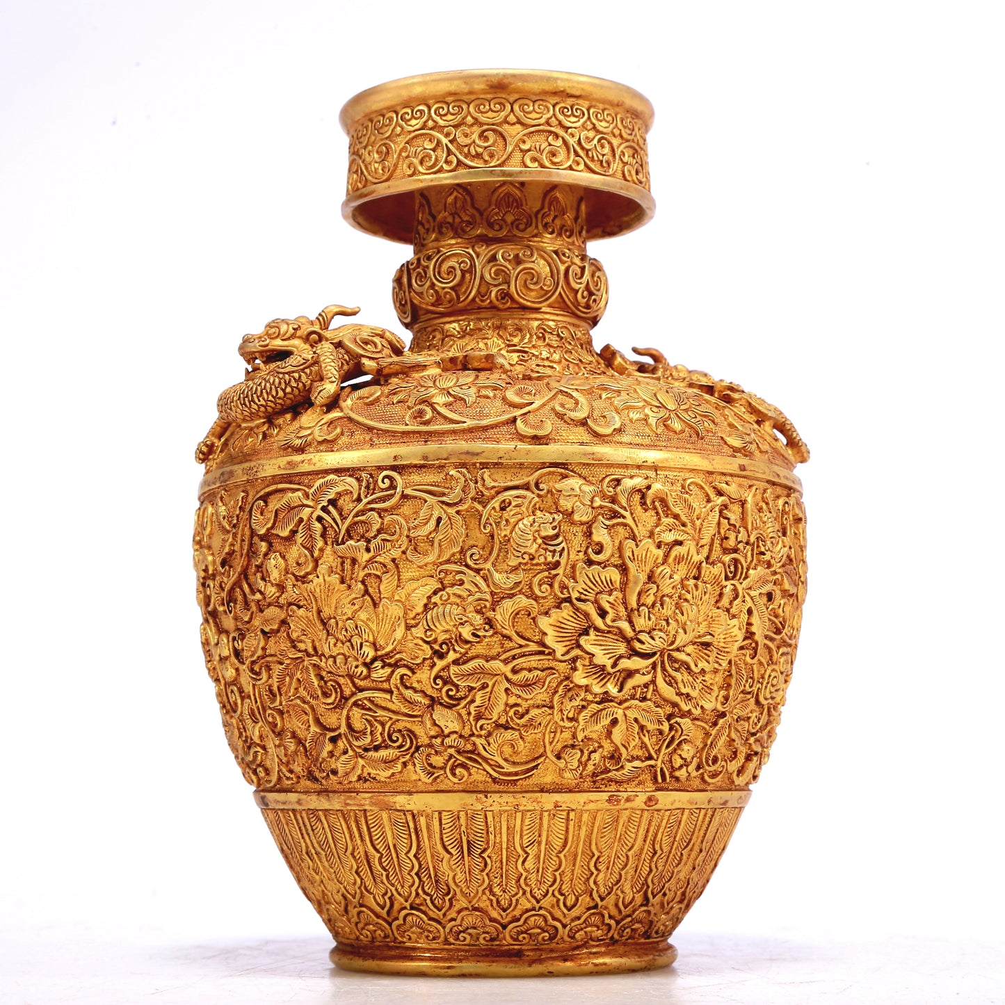 A Wonderful Gilt-Bronze 'Scrolling Lotus' Vase