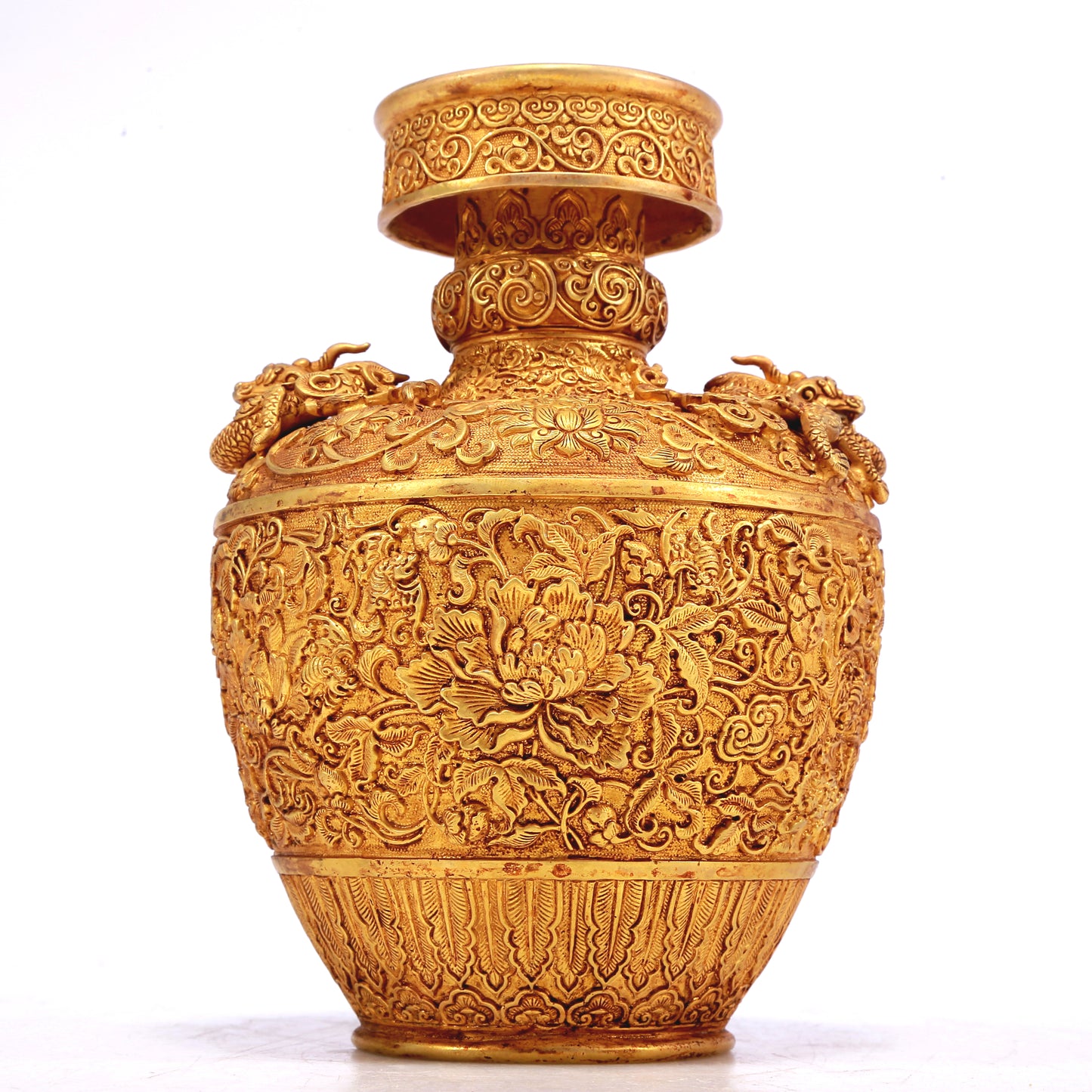 A Wonderful Gilt-Bronze 'Scrolling Lotus' Vase