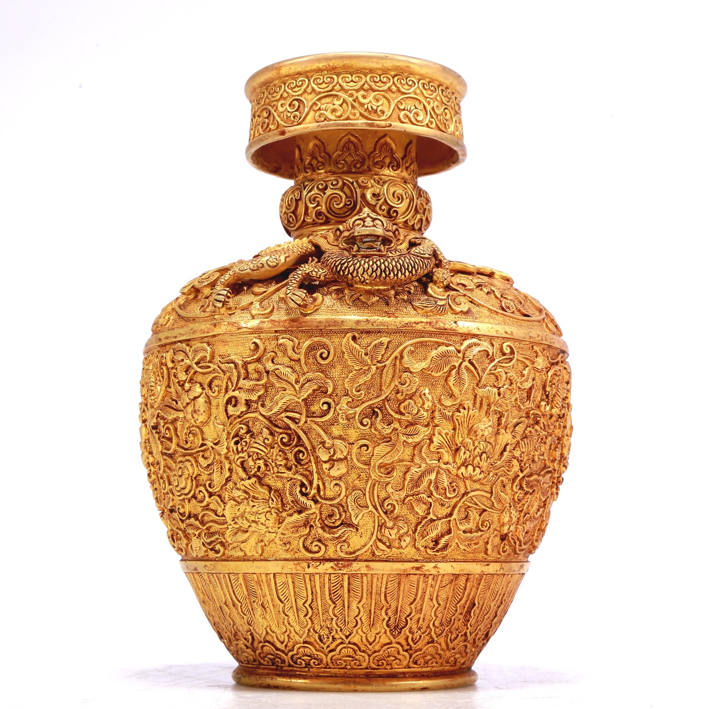 A Wonderful Gilt-Bronze 'Scrolling Lotus' Vase