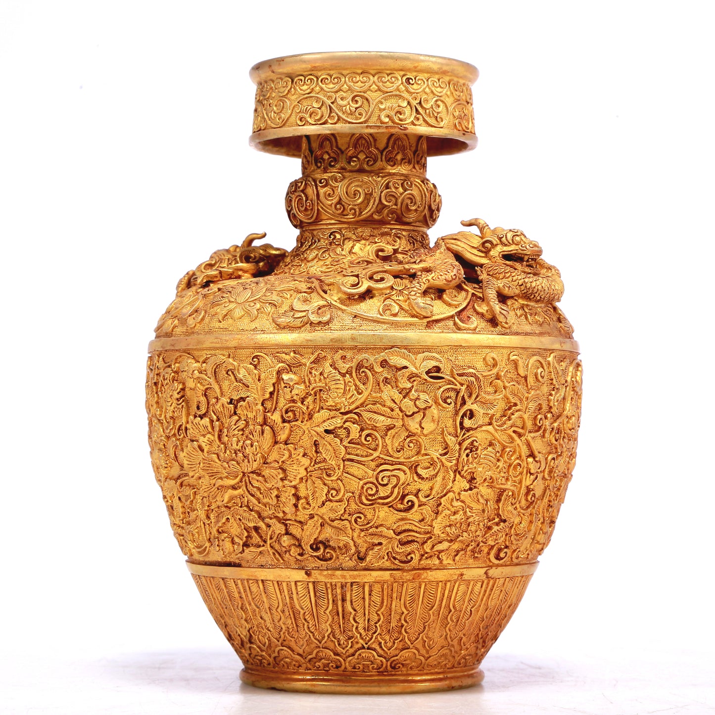 A Wonderful Gilt-Bronze 'Scrolling Lotus' Vase