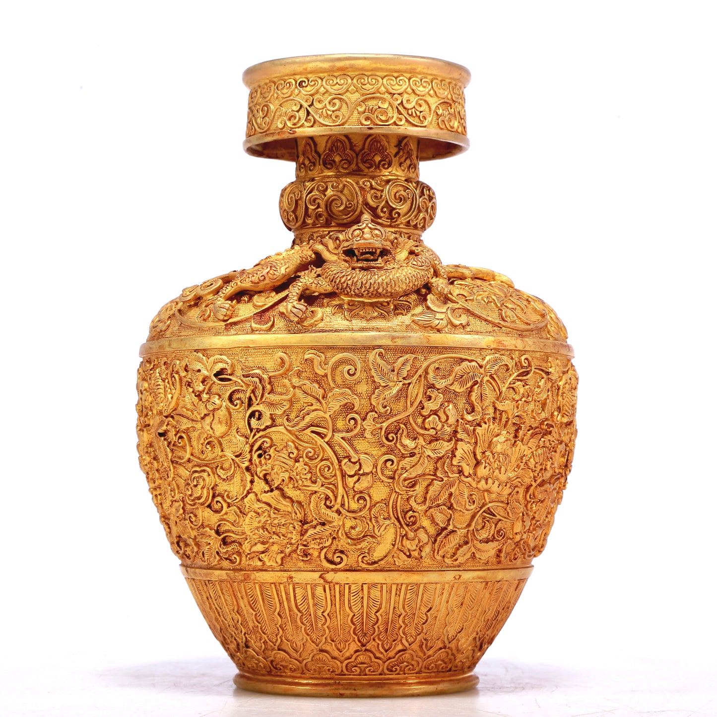 A Wonderful Gilt-Bronze 'Scrolling Lotus' Vase