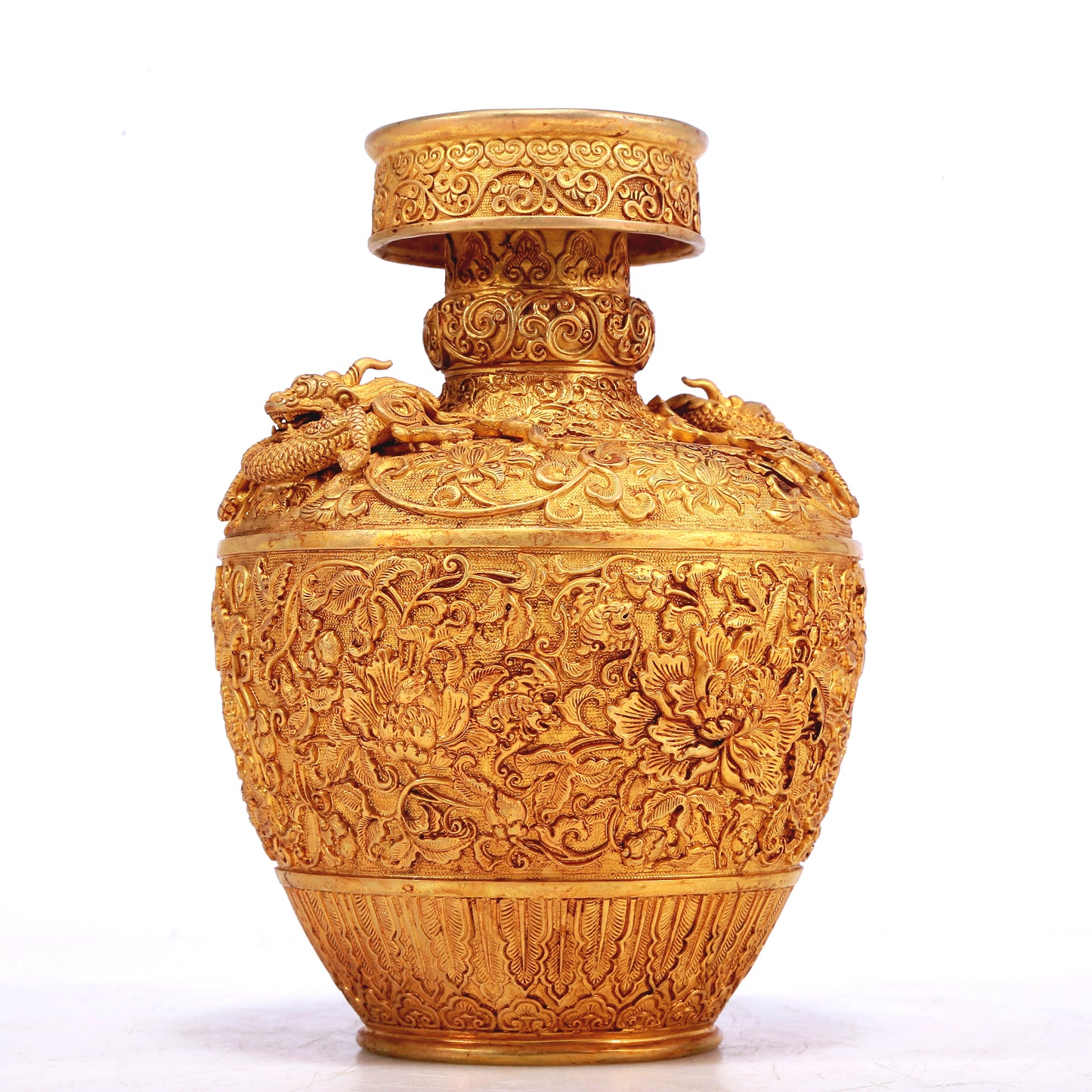 A Wonderful Gilt-Bronze 'Scrolling Lotus' Vase