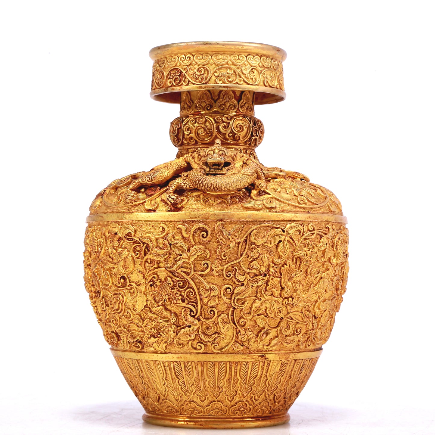 A Wonderful Gilt-Bronze 'Scrolling Lotus' Vase