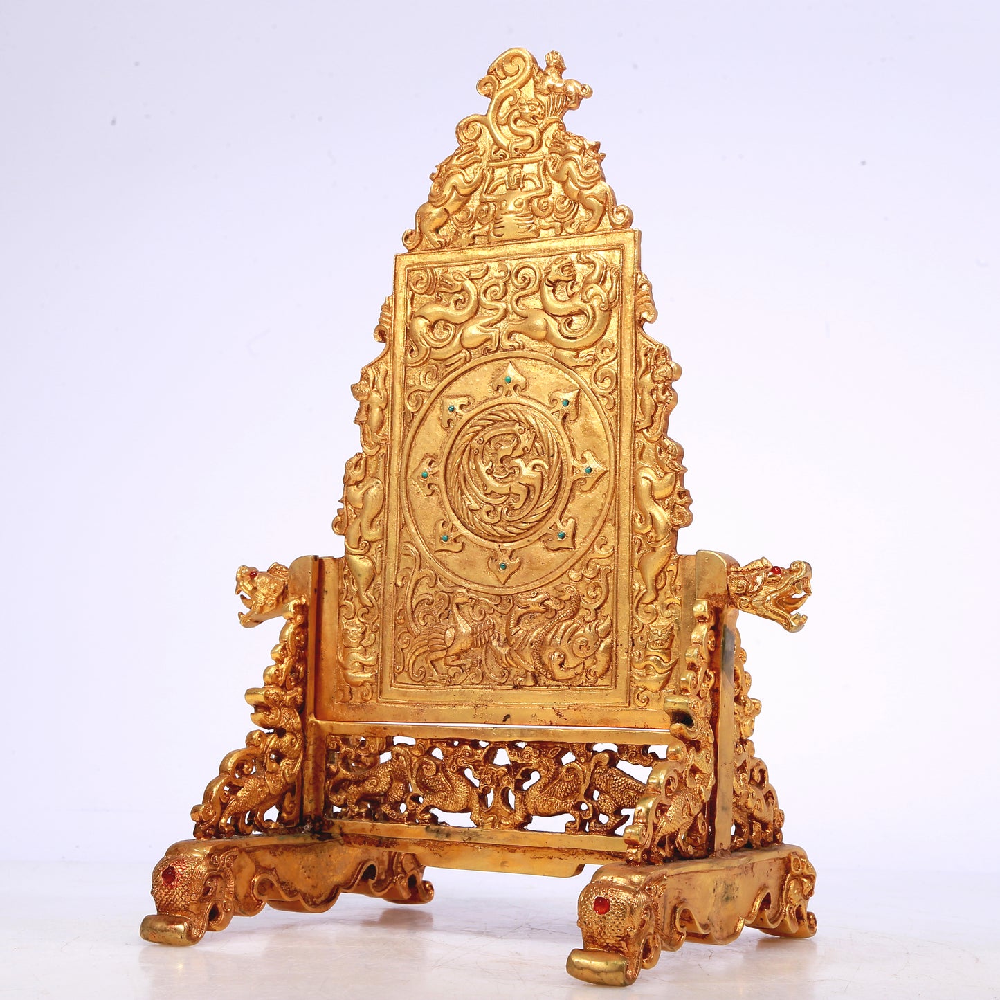 A Wonderful Gilt-Bronze 'Auspicious Beast' Table Screen