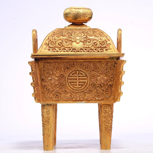 A Wonderful Gilt-Bronze 'Scrolling Lotus' Censer And Cover