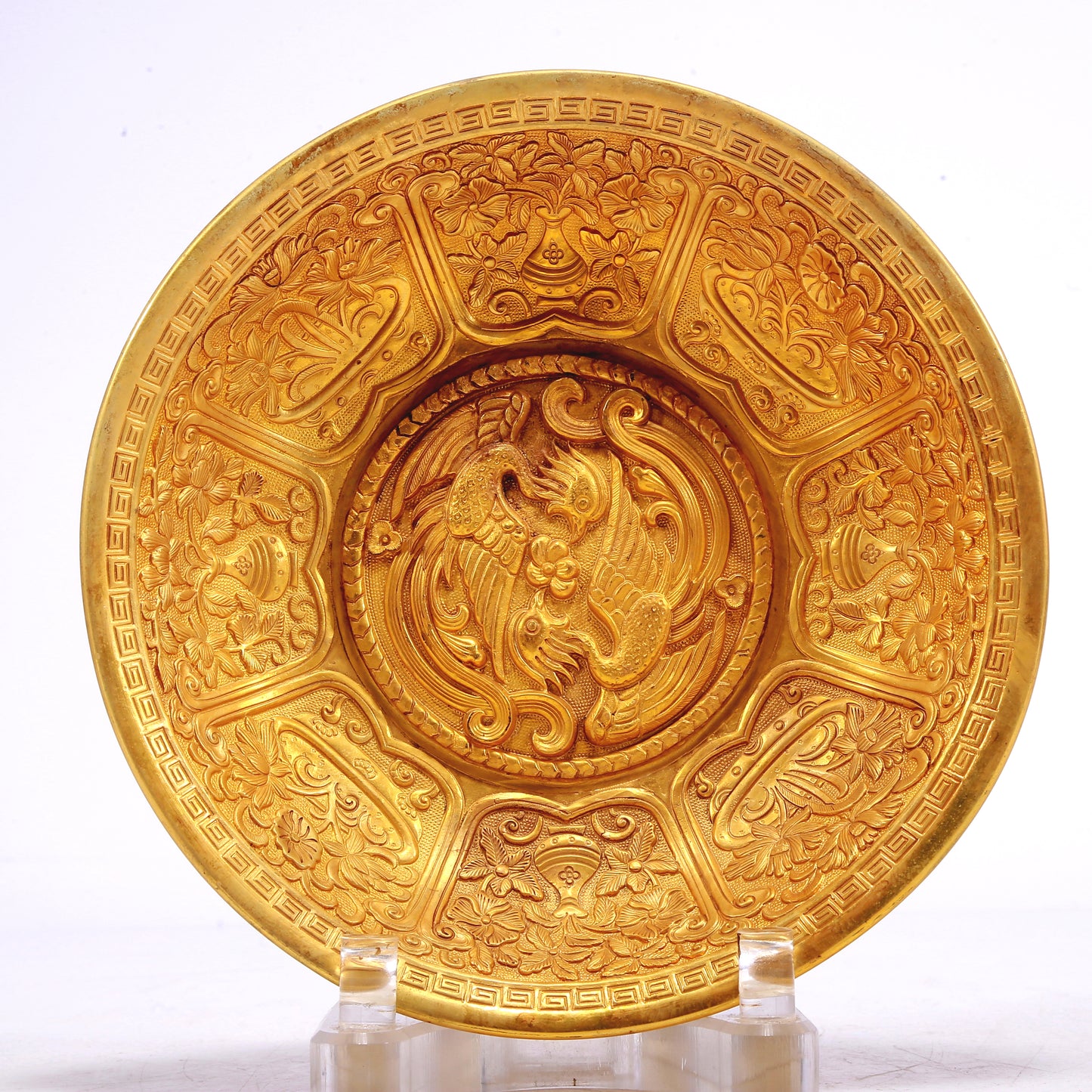 A Wonderful Gilt-Bronze 'Flower& Phoenix' Dish