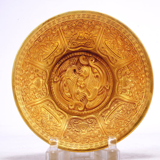 A Wonderful Gilt-Bronze 'Flower& Phoenix' Dish