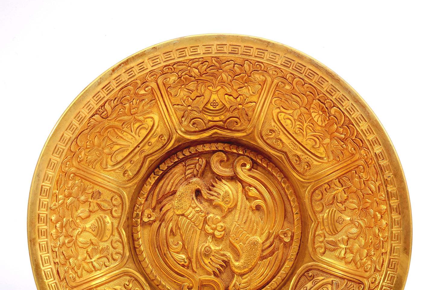 A Wonderful Gilt-Bronze 'Flower& Phoenix' Dish