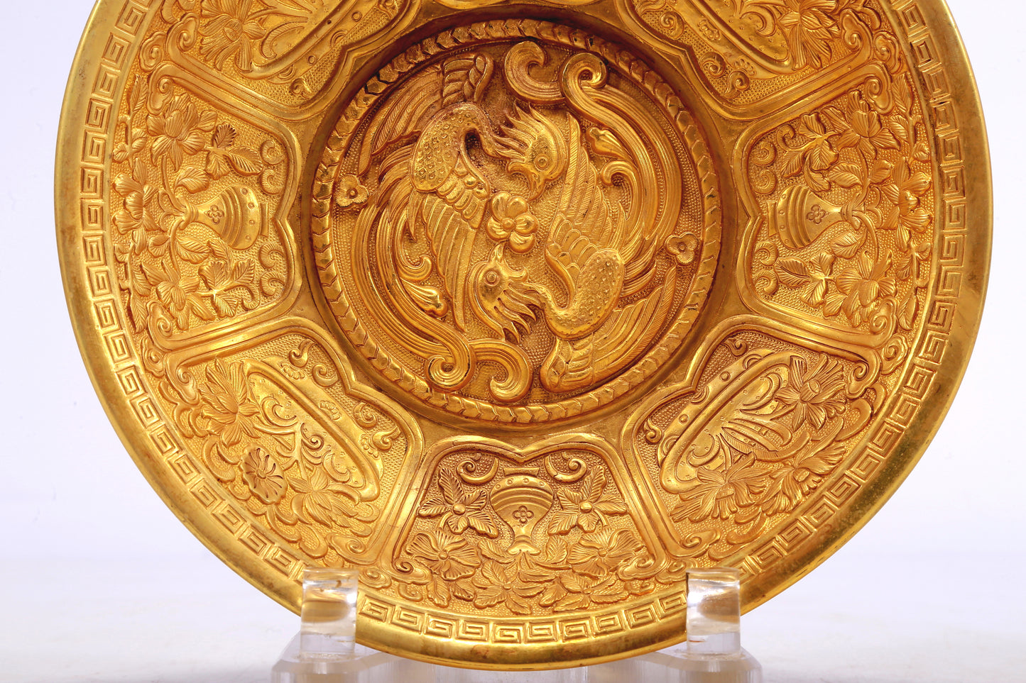 A Wonderful Gilt-Bronze 'Flower& Phoenix' Dish