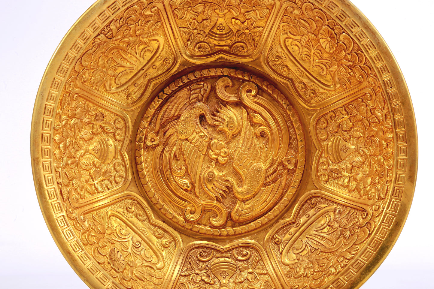 A Wonderful Gilt-Bronze 'Flower& Phoenix' Dish