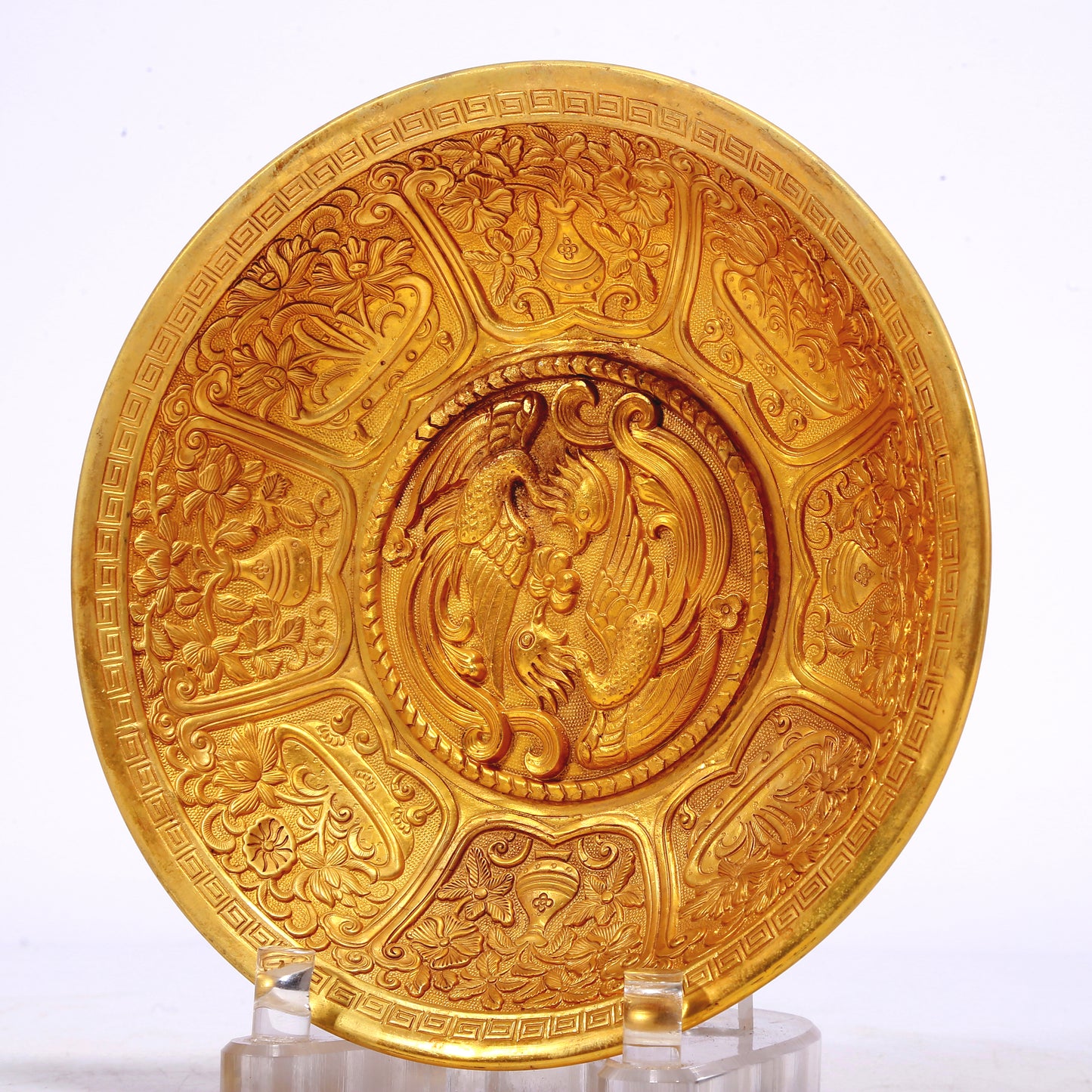 A Wonderful Gilt-Bronze 'Flower& Phoenix' Dish