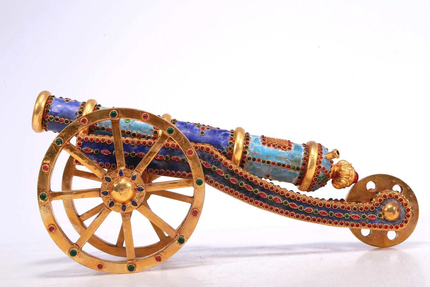 A Wonderful Gilt-Bronze Blueing Gem-Inlaid Decoration