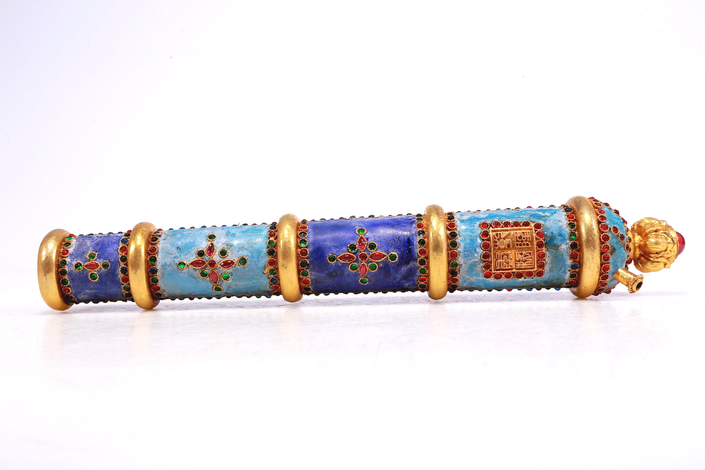 A Wonderful Gilt-Bronze Blueing Gem-Inlaid Decoration