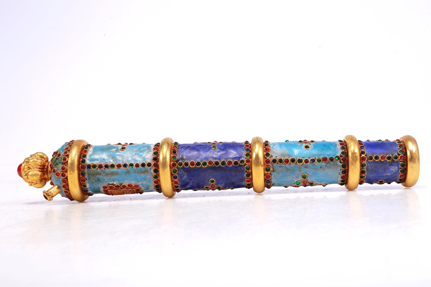 A Wonderful Gilt-Bronze Blueing Gem-Inlaid Decoration