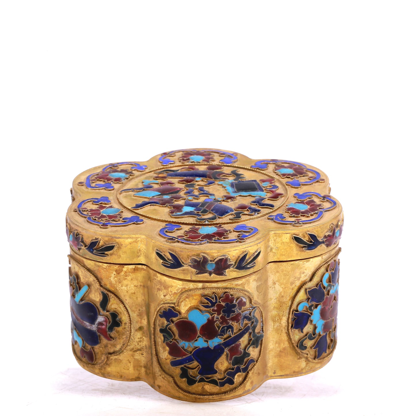 A Wonderful Gilt-Bronze Gem-Inlaid 'Crane& Deer' Box