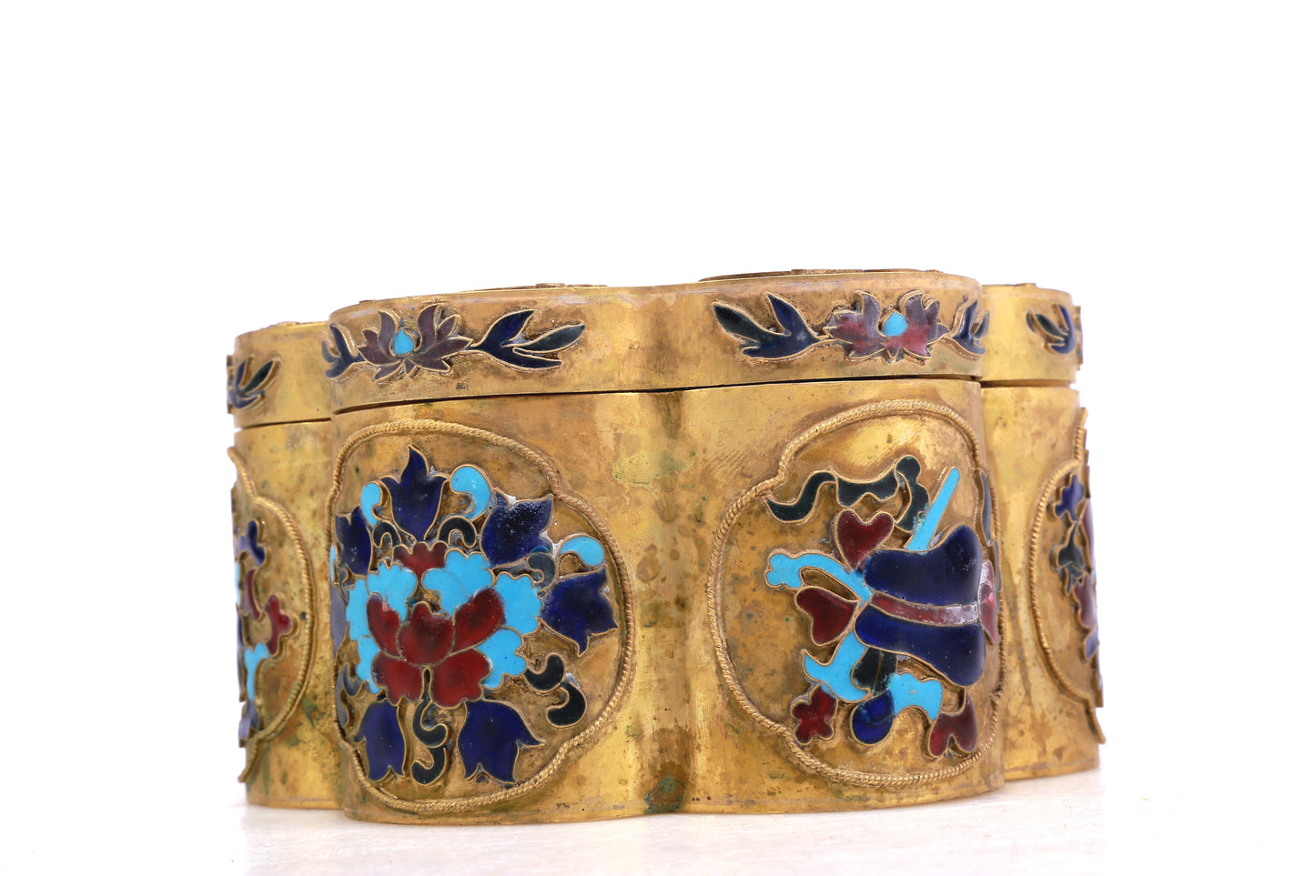 A Wonderful Gilt-Bronze Gem-Inlaid 'Crane& Deer' Box