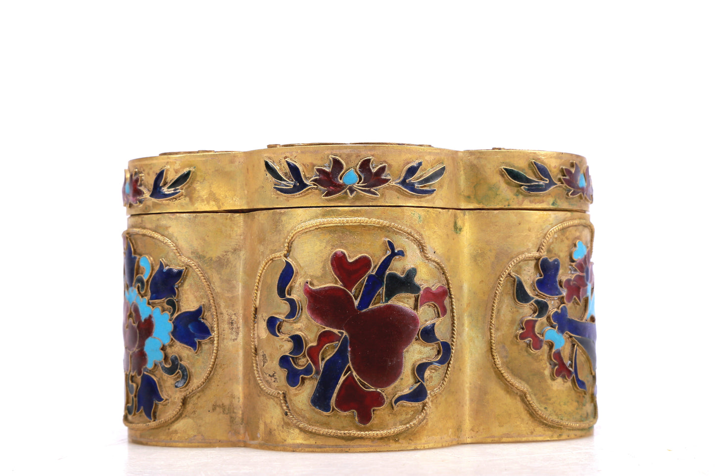 A Wonderful Gilt-Bronze Gem-Inlaid 'Crane& Deer' Box