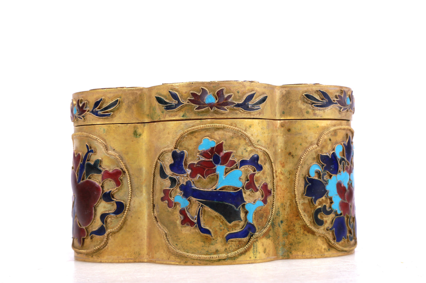 A Wonderful Gilt-Bronze Gem-Inlaid 'Crane& Deer' Box
