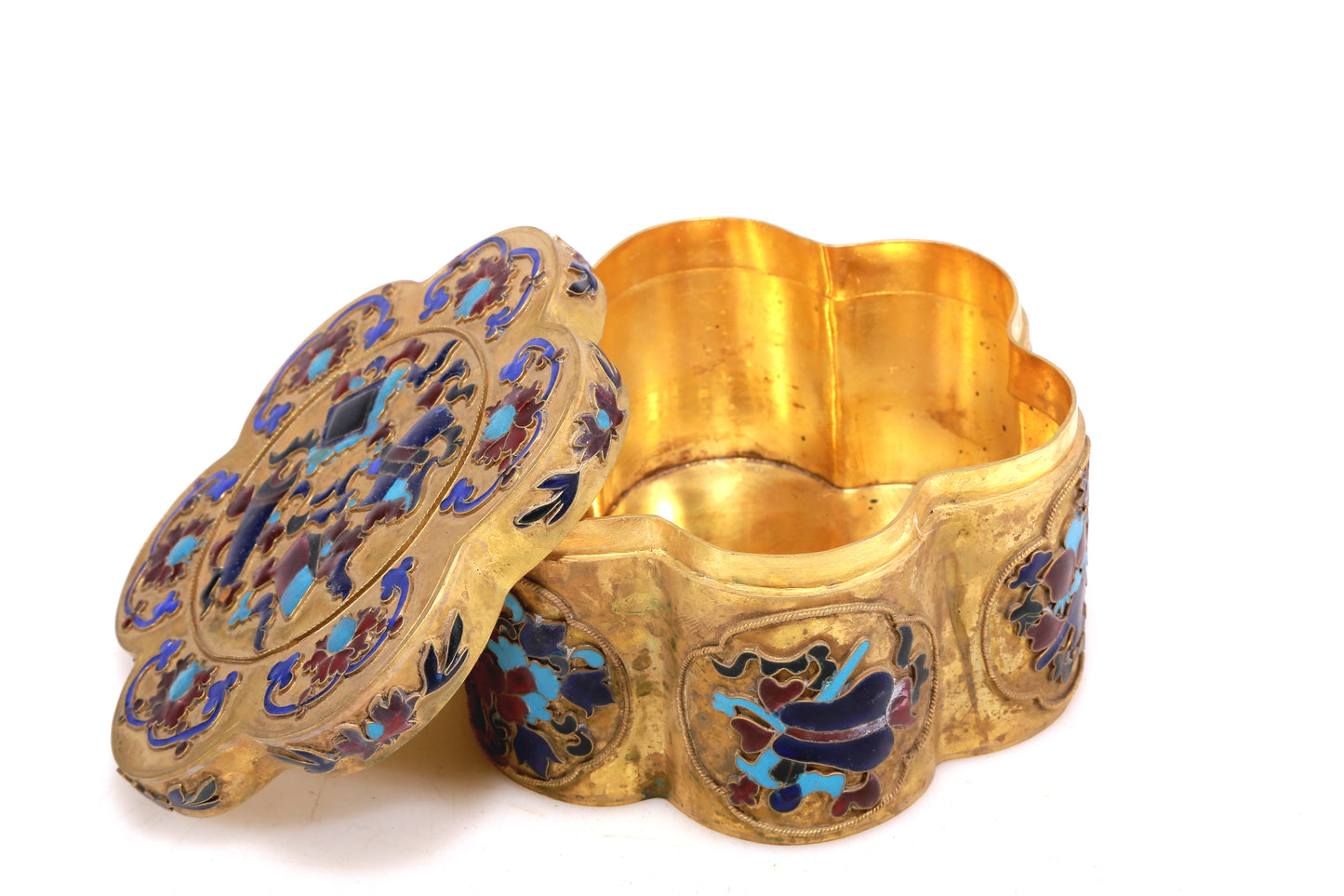A Wonderful Gilt-Bronze Gem-Inlaid 'Crane& Deer' Box
