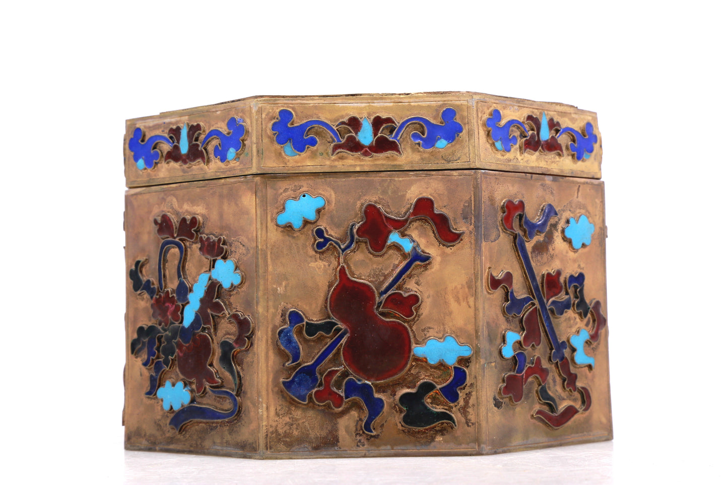 A Wonderful Gilt-Bronze Gem-Inlaid 'Scrolling Lotus' Box