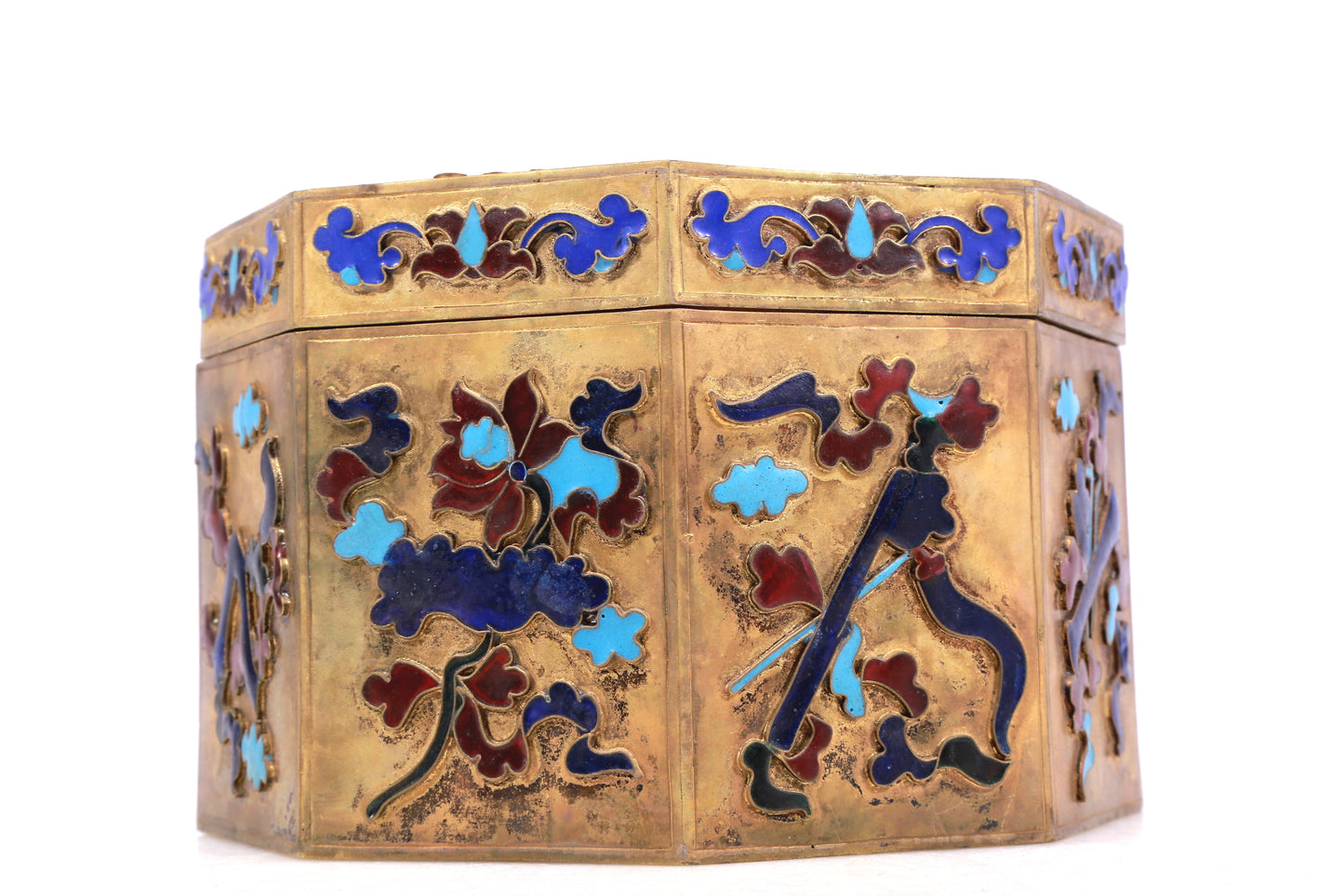 A Wonderful Gilt-Bronze Gem-Inlaid 'Scrolling Lotus' Box