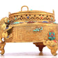 A Wonderful Gilt-Bronze Gem-Inlaid 'Scrolling Lotus, Dragon, Phoenix' Lion-Handled Tripod Censer