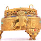 A Wonderful Gilt-Bronze Gem-Inlaid 'Scrolling Lotus, Dragon, Phoenix' Lion-Handled Tripod Censer