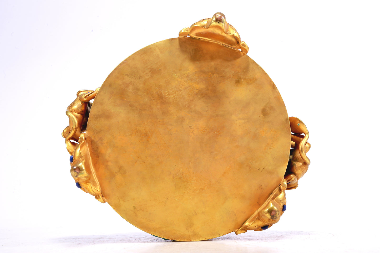 A Wonderful Gilt-Bronze Gem-Inlaid 'Scrolling Lotus, Dragon, Phoenix' Lion-Handled Tripod Censer