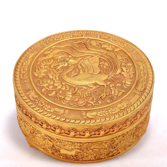 A Wonderful Gilt-Bronze 'Scrolling Lotus& Phoenix' Tripod Box