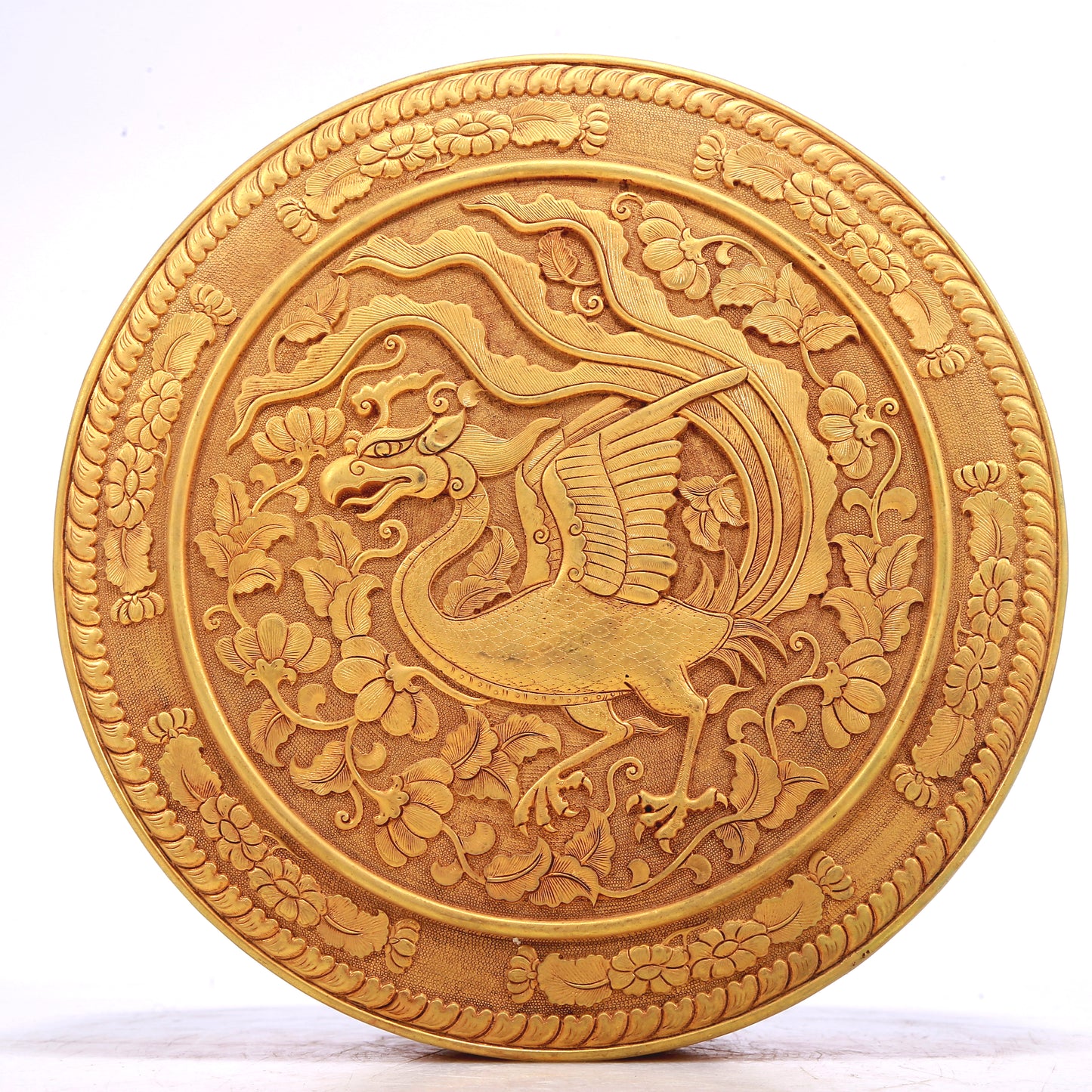 A Wonderful Gilt-Bronze 'Scrolling Lotus& Phoenix' Tripod Box