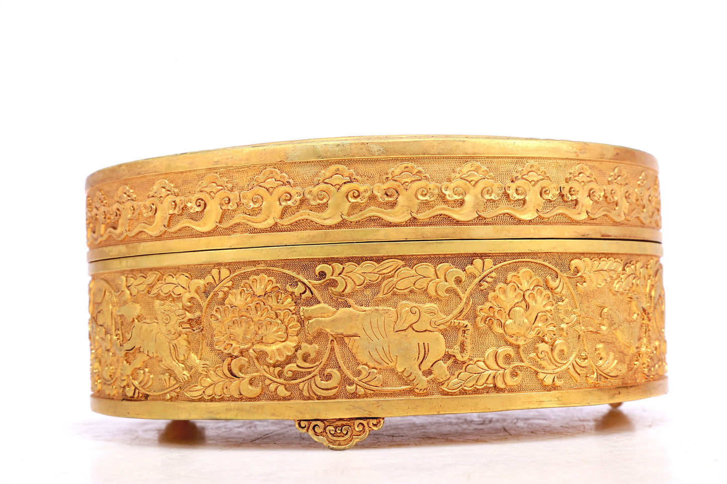 A Wonderful Gilt-Bronze 'Scrolling Lotus& Phoenix' Tripod Box